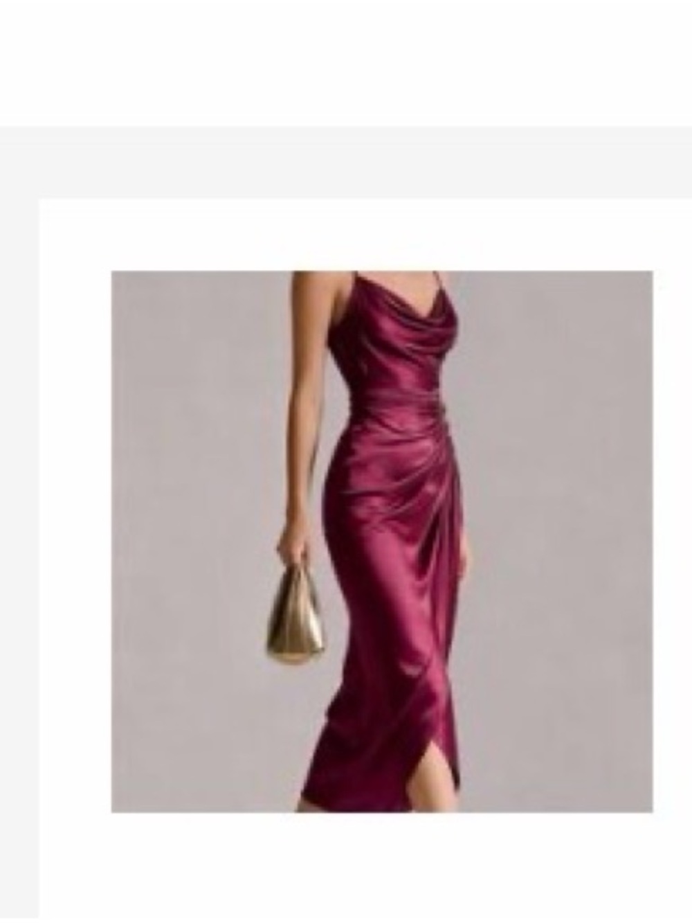 SHEIN Wine Satin Draped Midi Slip Dress